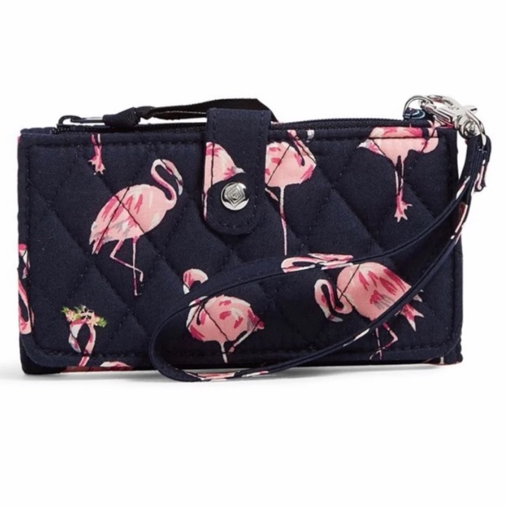 Vera Bradley Flamingo Fiesta Smartphone Wristlet Navy Pink